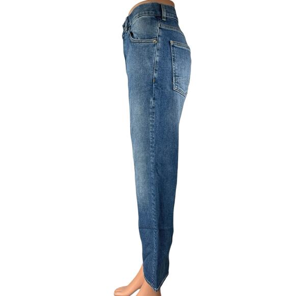 GGDB Golden Goose Women's Blue High Waisted Straight Cropped Denim Jeans Size 26 - Picture 2 of 7